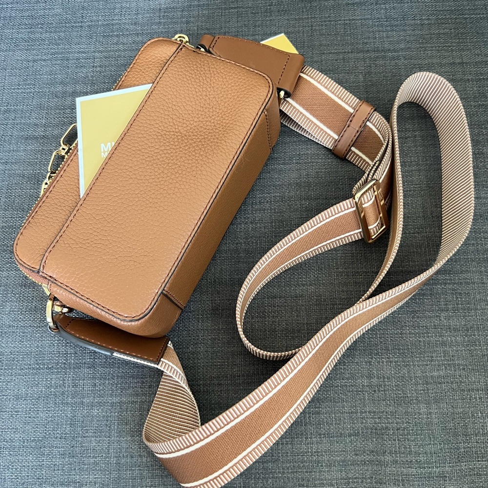NWT MICHAEL KORS JET SET DOUBLE ZIP CAMERA CHAIN CROSSBODY BAG LEATHER - Picture 13 of 15